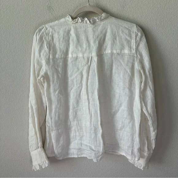 Sezane Khalie Linen White Button Down SZ EUR 36, US 4, S - Picture 6 of 7